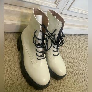 Princess Polly White and Black Boots with Laces